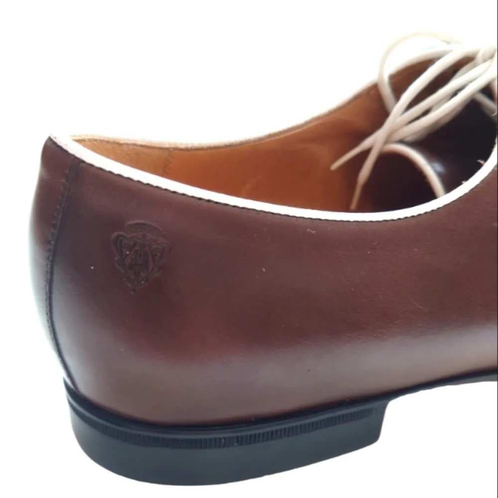GUCCI Men's Brown Leather Lace-up Shoes Size 9.5
